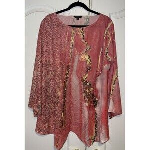 Shall We Pink Blouse Tunic Long Sleeve Lightweight Plus 3XL Classy Chic Office
